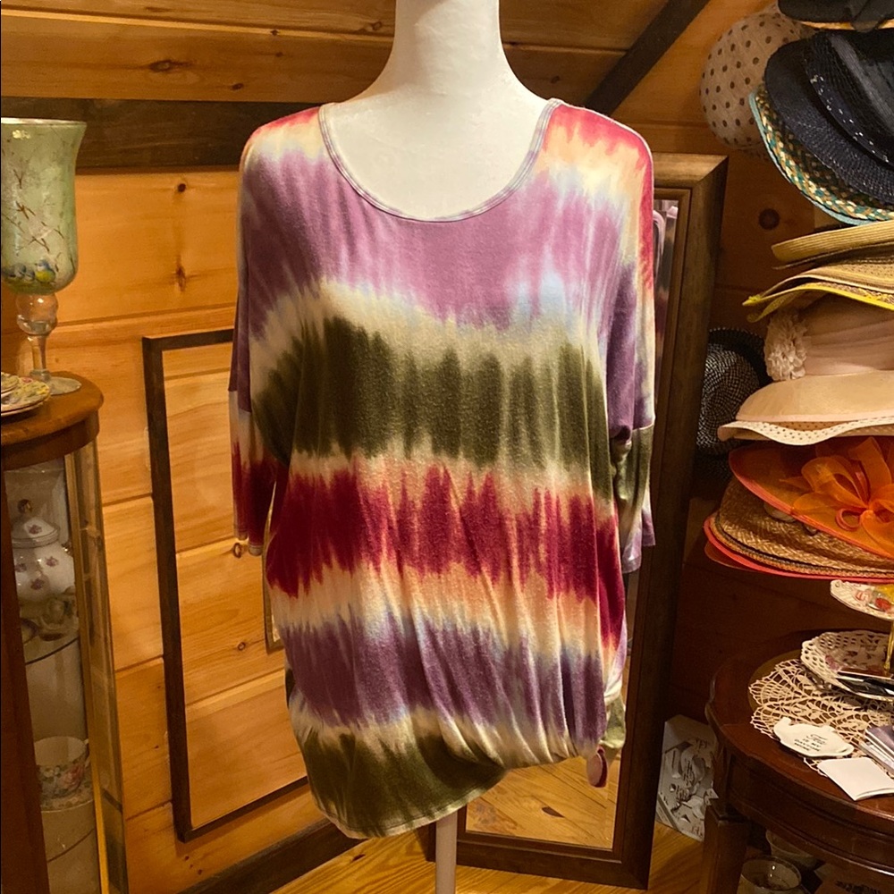 Yahada Multicolor Relaxed Fit Tyedye Tunic